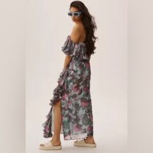 New Hutch Off-The-Shoulder Ruffled Column Dress